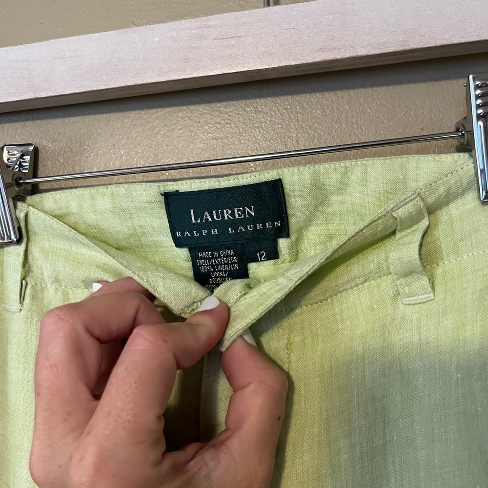 Lauren Ralph Lauren Neon Linen Cargo Jogger Pants - Picture 4 of 8